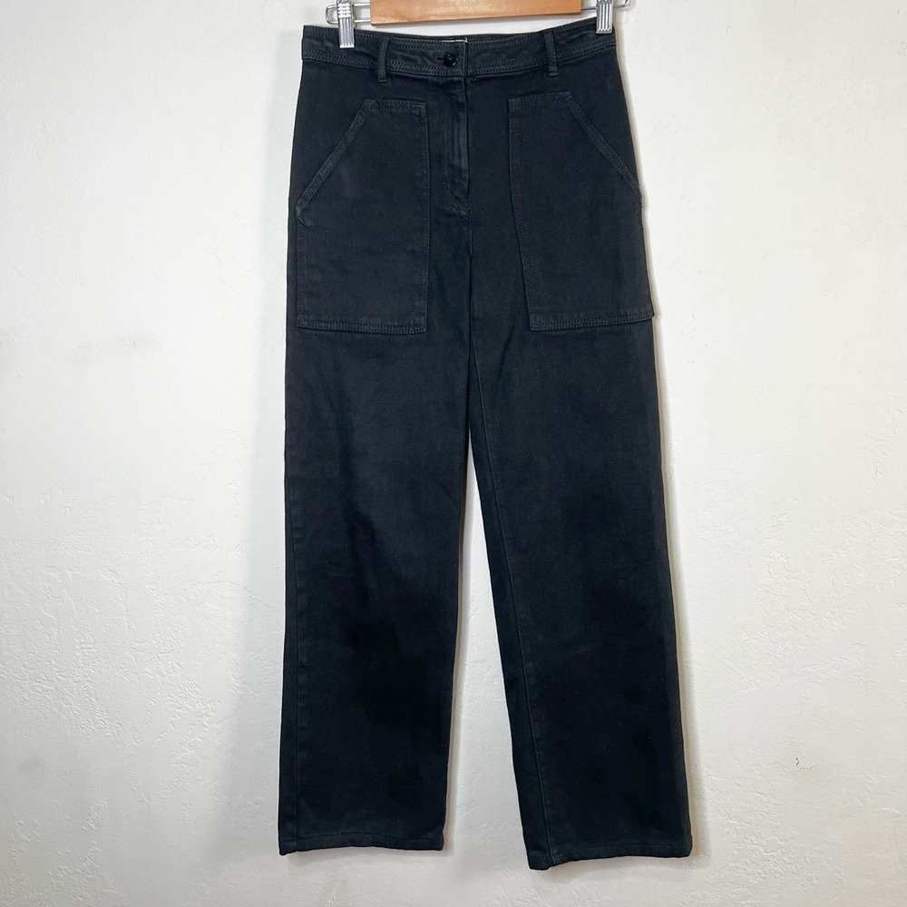 Aritzia Modern Utility Jeans Wilfred Free Black Straight Leg Mid-Rise Size 0